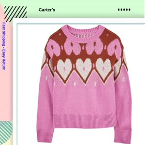 Carter's Little Girls Heart Mohair-Like Sweater, Pink, Size-6/6x 6/6 ½A - Picture 1 of 1