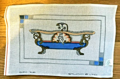 CUPID TUB - STUDIO 2 LTD HANDPAINTED NEEDLEPOINT CANVAS W/CHARM, 12x17 - Image 1 of 4