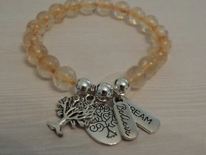 Hope-Believe-Dream Charm Bracelet-Citrine Crystal Gemstone-Feel Good Luck Wealth - Picture 1 of 2