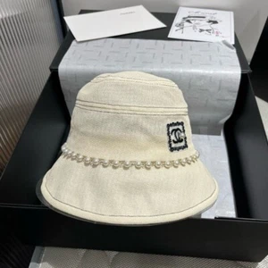 Coco Chanel Spring summer hat hat panama hat in light beige color. - Picture 1 of 8