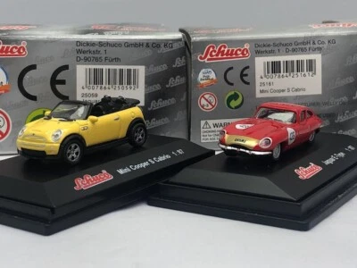 Mini Cooper S Cabrio E Jaguar E Type - Modello Auto Diecast 1/87 HO Schuco - Immagine 1 di 4