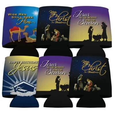 Religious Christmas Can Cooler Set of 6 - FREE SHIPPING - Image 1 of 4