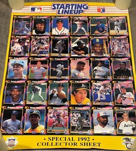 1992 Kenner Starting Lineup SLU Baseball Card Uncut Collector Sheet 16x22 Poster - Picture 1 of 6