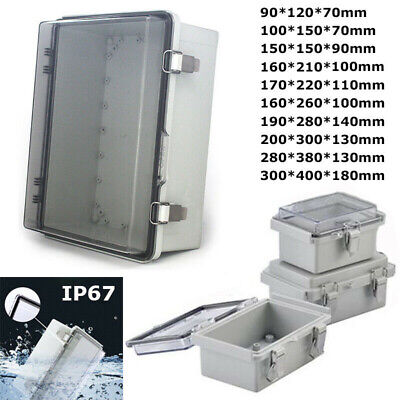 IP67 Waterproof Enclosure Electronic Case Clear Cover Hinged Lid Junction Box • 11.20£