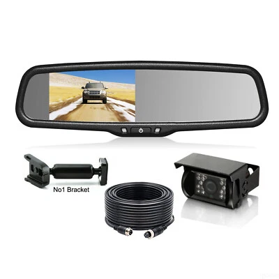 4.3" Car Rear View Mirror Monitor with Bracket 4PIN Reversing Camera 12-24v Kit - Image 1 of 4