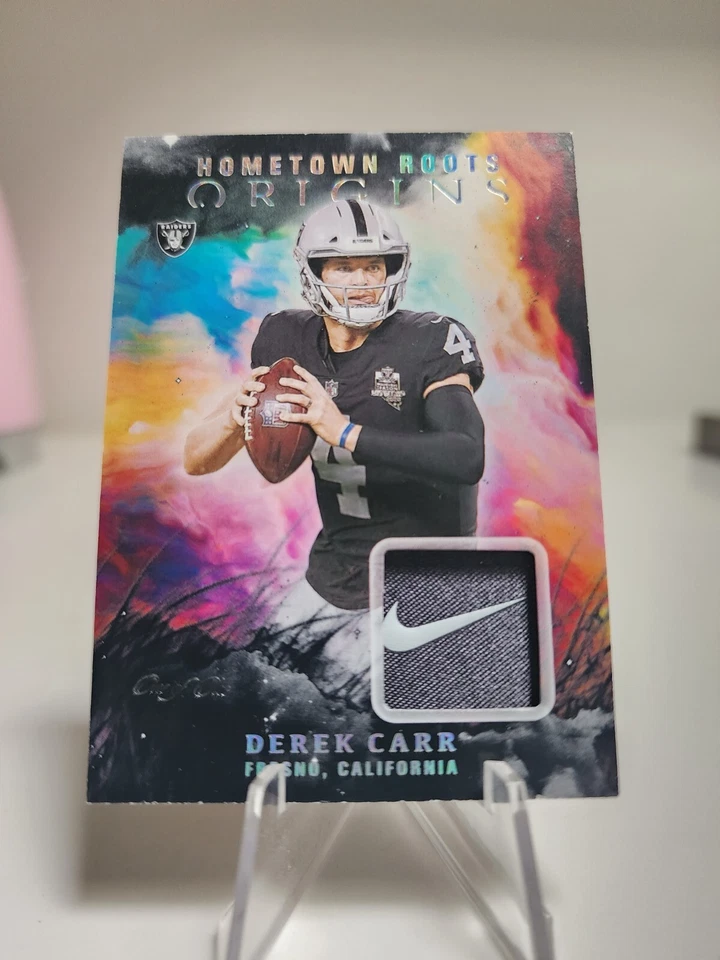 Derek Carr 1/1 Nike Swoosh Patch 2021 Hometown Origins Fresno Ca One of One - Imagem 1 de 2