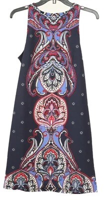 Banana Republic Women’s Dress 8 Red White Blue Shift Paisley Sleeveless Stretch - Image 1 of 4
