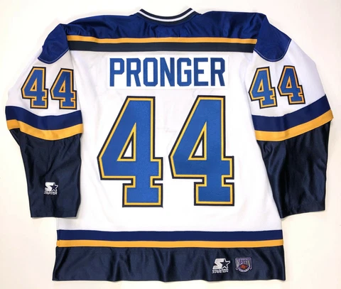 CHRIS PRONGER ST. LOUIS BLUES 1999 MVP STARTER JERSEY LARGE ORIGINAL WHITE Cover