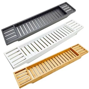 Bamboo Wood Bath Tub Rack Bathroom Shelf Tidy Tray Storage Caddy Organiser Relax - Picture 1 of 16