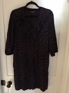 Next Petite Black and Purple Zebra Print Knee Length Shirt Dress Size 12