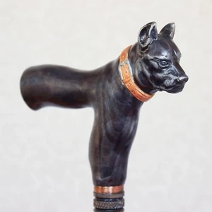 Bastón de madera negro Pitbull para perros tallado a mano bastones de senderismo hechos a mano - Imagen 1 de 12