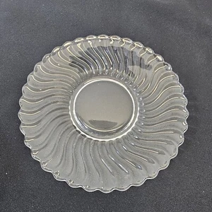 Vintage Fostoria Kolonie Klar Wirbel Glas Untertassen 7" Durchmesser Rund Einzelteller - Bild 1 von 6