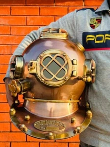 Antique 18 Inch Us Navy Diving Helmet Mark V Deep Sea Divers Helmet Vintage Rare - Picture 1 of 8