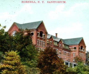 Sanatorium Hornell NY New York Postkartengebäude  - Bild 1 von 3