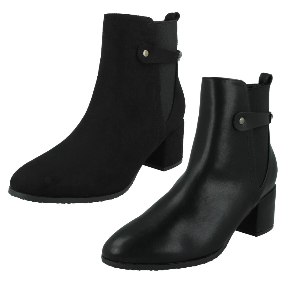 Botas al tobillo de tacón medio con correa trasera F5R1239 para dama Foto 1 de 1