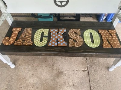 Cartas de madera personalizadas temáticas de safari/selva JACKSON Foto 1 de 4