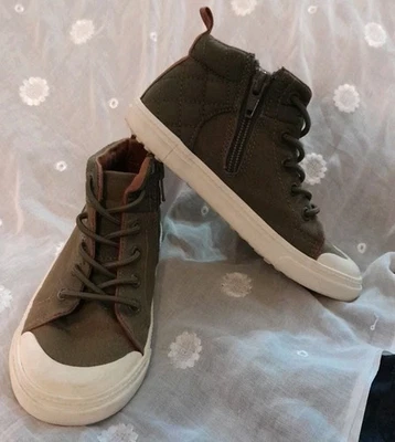 Antigua Zapatilla Deportiva Azul Marino Unisex Niños Parte Superior Alta Verde Oliva Encaje y Cremallera Punta Redonda 11 Foto 1 de 4