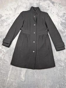 J Crew Doppeltuch Mantel Damen 6 schwarz Wolle lange Winterjacke hochgeschlossen Italien - Bild 1 von 9