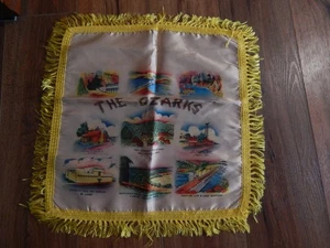 Vintage Satin Pillow Cover "THE OZARKS" 19" x 19" with Points of Interest - Picture 1 of 6