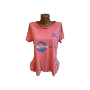 Mizuno women's t- shirt size XL pink multi color run marathon - Picture 1 of 15