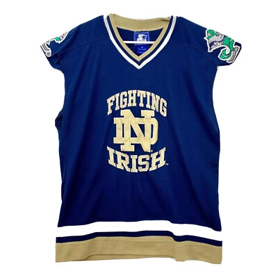 Camiseta masculina de hóquei irlandesa de luta 5 Starter Notre Dame tamanho M azul alterada - Imagem 1 de 4