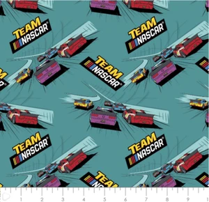 Camelot Fabrics NASCAR Tracks Teal Cotton Fabric by the Yard - Picture 1 of 1