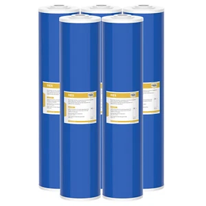 5 Pack 20" x 4.5" Water Softener Filter Big Blue Whole House Ion Exchange Resin - Picture 1 of 7