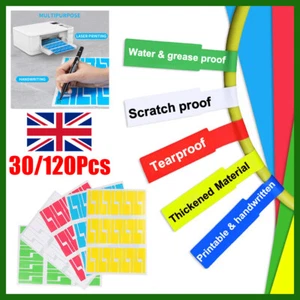 30-120Pcs Cable Labels, Premium Wire Labels Electrical, Waterproof Cord Lab UK - Picture 1 of 22