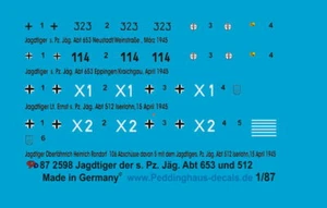 Peddinghaus-Decals 1/87 2598 Tigre de Chasse Le S. Pz. Jaeg Abt. 653 Et 512 - Photo 1 sur 1