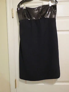 Anne Taylor size 8 black cocktail dress sequin top ladies womens strapless fancy - Picture 1 of 2