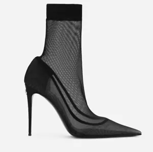 KIM KARDASHIAN DOLCE & GABBANA STRETCH TULLE ANKLE BOOTS SIZE 37.5 BNWOB - Picture 1 of 6