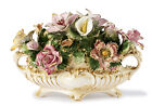 Centerpiece Vase Oval with Flowers Multicolor Porcelain Italian Capodimonte