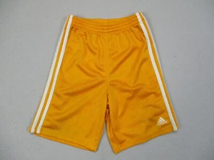 Adidas Shorts Kids 7 Yellow VTG 3 Striped Basketball Mesh Baggy Y2k Boys Youth - Picture 1 of 10
