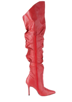 Pleaser 4" Heel Thigh High Pointed Side Zip Adult Women Shoes Boots Clas3011 8 - Image 1 of 4