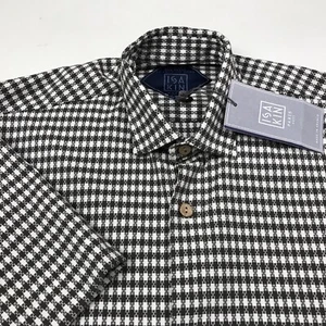 Isakin Paris Men’s STREET WEAR S/S Shirt Sz S White Brown New Made In France - Picture 1 of 12