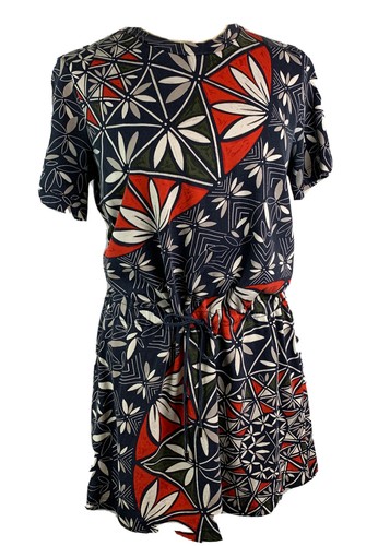 Piccola maglietta Tory Burch abito casual maniche corte stampa ceramica acoma blu navy