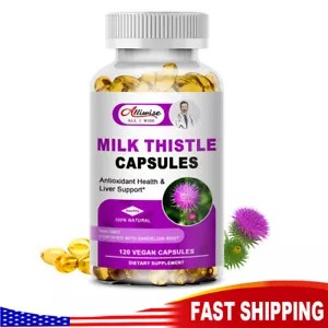 Organic Milk Thistle Capsules 1000mg - Liver Cleansing,Detox & Repairing Formula - Picture 1 of 8