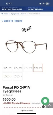 Gafas unisex PERSOL PO2491V 1123 Phantos marrón 49 mm Foto 1 de 4