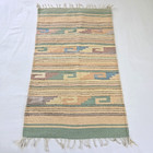 VTG Southwest Wool Saddle Blanket Rug Pastel Geometric Stripe 37 x 22 Fringe