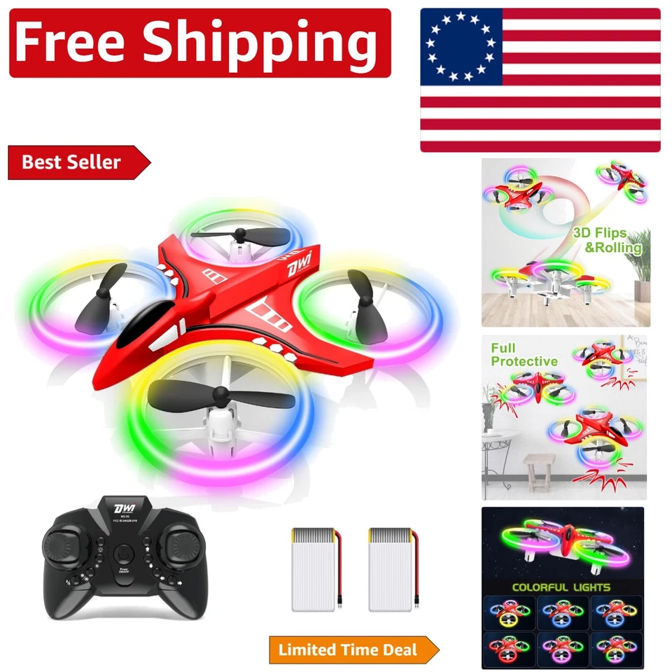DWI Dowellin Mini Drone for Kids Crash Proof LED Night Lights One Key Take Of...