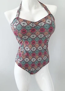 Fat Face Multi Print Halter Swimsuit UK 14 - Picture 1 of 3
