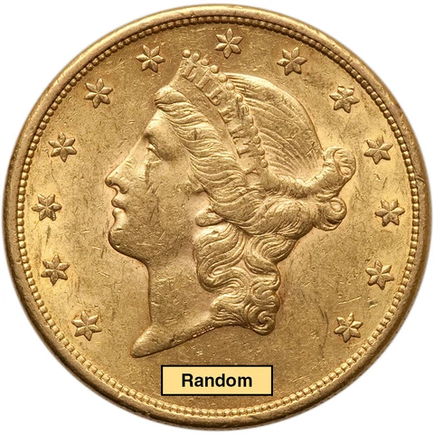 US Gold $20 Liberty Head Double Eagle - XF Condition - Random Date Cover