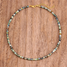 Blue line Jasper beaded Choker Necklace Minimalist Dainty Beaded Jewellery