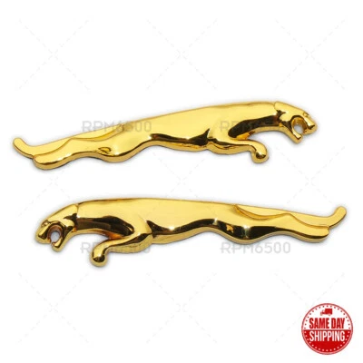 set Mini Jaguar Logo Fender Marker Nameplate Emblem Badge Gold Sport Decorate - Image 1 of 4