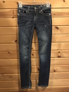 Miss Me Girls Jeans 10 Denim Skinny Embroidered Pockets KE81875 Designed In USA - Picture 1 of 14