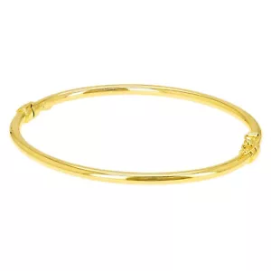 Bracciale Braccialetto Italiano Oro Giallo 14k Cavo Pianura Tubo Ovale 7" 3mm 4 grammi - Foto 1 di 5