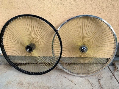 Rueda de Bicicleta 26" x 144 DORADO Radios Rueda Libre Plateada Negra Lowrider Cruiser Bike Foto 1 de 2