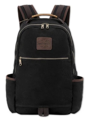 Mochila clásica Harley-Davidson Heritage Bar & Shield Logo de lona - negra Foto 1 de 4