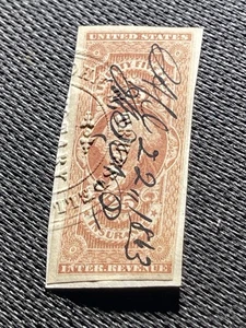 Antiguo sello de Estados Unidos Scott R46a ingresos de la Guerra Civil IMPERFORADO 1864 pluma cancelar más - Imagen 1 de 2