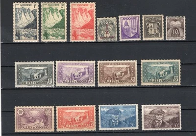 FRENCH ANDORRA.  COLLECTION BUILDER OF 15 DIFFERENT + SHEET OF 24 STAMPS - Image 1 of 2
